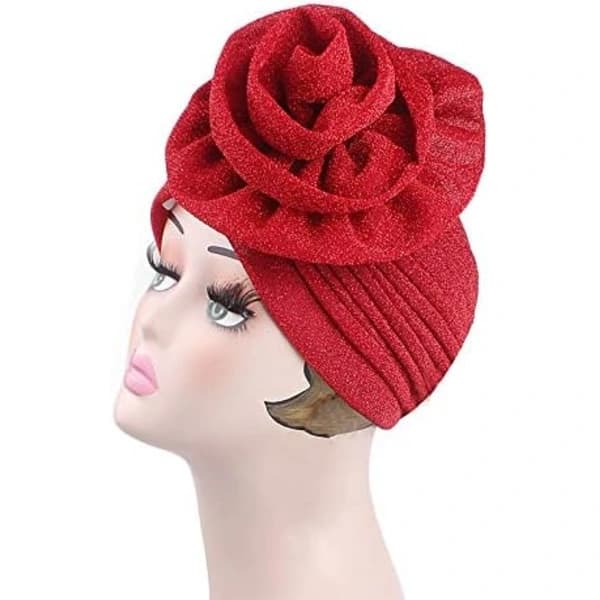 /EA/Dame Elastisk Glitter Stor Blomst Turban Kjemoterapi Beanie Hårtap Ch