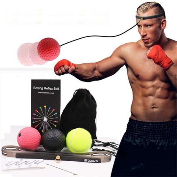 Hovedbåret boksereaktionsbold, speedbold, kamp- og sandatræningsudstyr, PU-bold med silikone pandebånd, gummibold Silicone headband with copper buckle