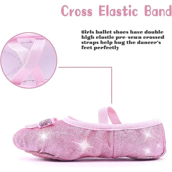 /EA/Balletsko til piger med glitter og delt sål Sølv-tfrf Sølv-max Sølv 28