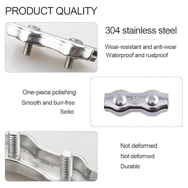/EA/Stålwirerclips, Rebclips, Duplexclips, M3 Dobbelte Wirerclips, Dobbelte Rustfrie Wirerclips, M3 Rustfrie Wirerclips til Fastgørelse af C