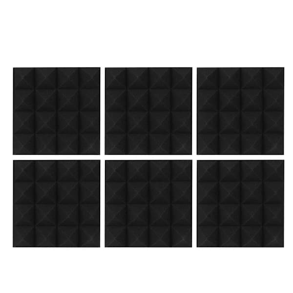 /EA/6 stk. pyramidformet lydabsorberende bomullsfoam Akustikkpaneler Studio lydisolerende skum (svart)