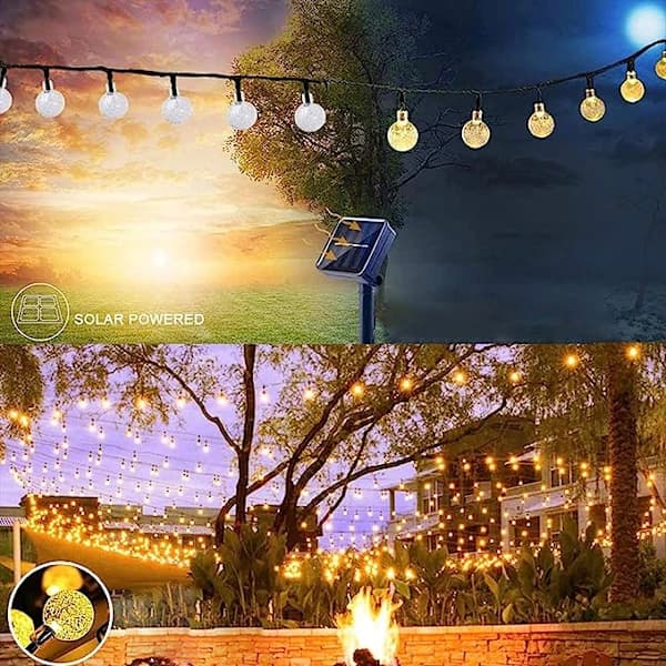 /EA/Utendørs solcellelysslynge, varmhvit, 50 LED-lamper, 7 m
