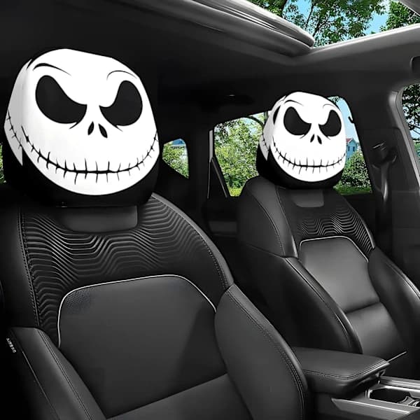 2 st The Nightmare Before Christmas Jack Skellington Bil Nackstödsskydd - Universal Passform, Polyester 26cm*28cm*2 st