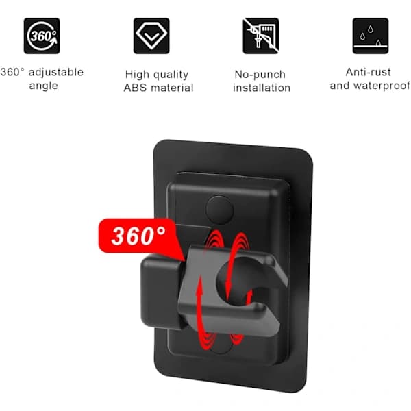 /EA/ Veggmontert hånddusjholder, 360° justerbar dusjhodeholder