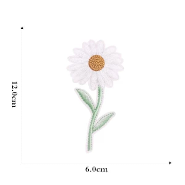 /EA/12 st broderade lappar, krysantemum och solrosbroderi