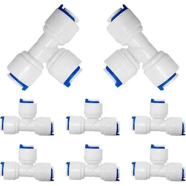 /EA/8 Stycken T-koppling Anslutningsadapter Push-fit Anslutning, RO Vattenfilter