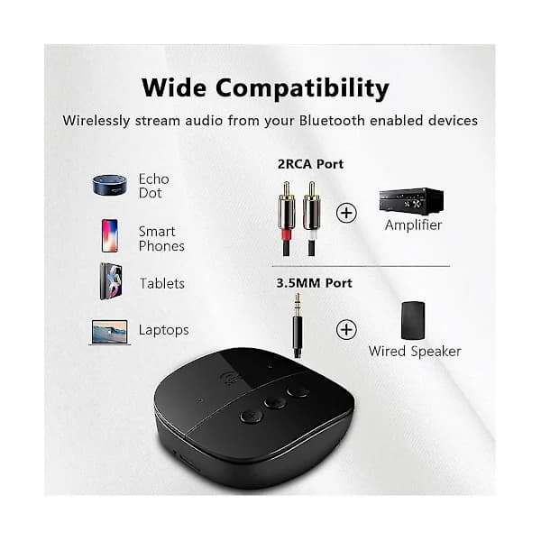 /EA/Bluetooth 5.2 Bil Aux Lydadapter Mottaker 3.5mm Trådløs Håndfri Samtale Musikk Lydadapter For