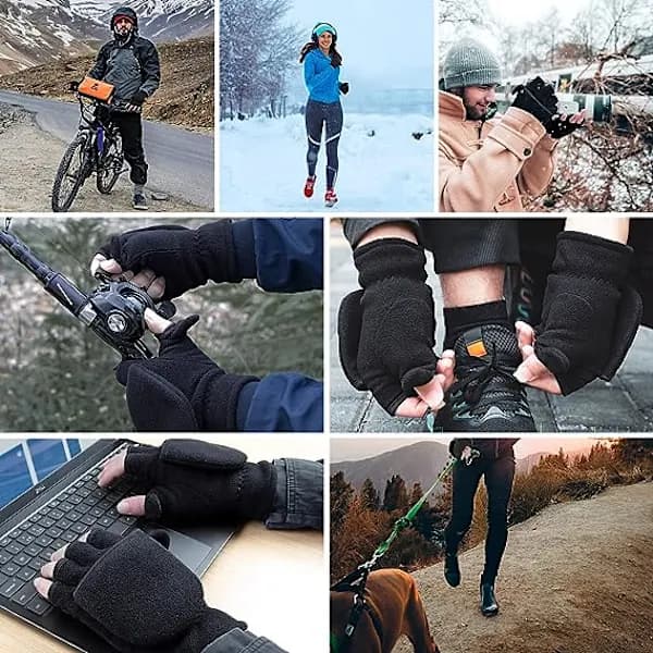 /EA/Vinterkonvertible handsker Flip Top Vanter Varm Polar Fleece til