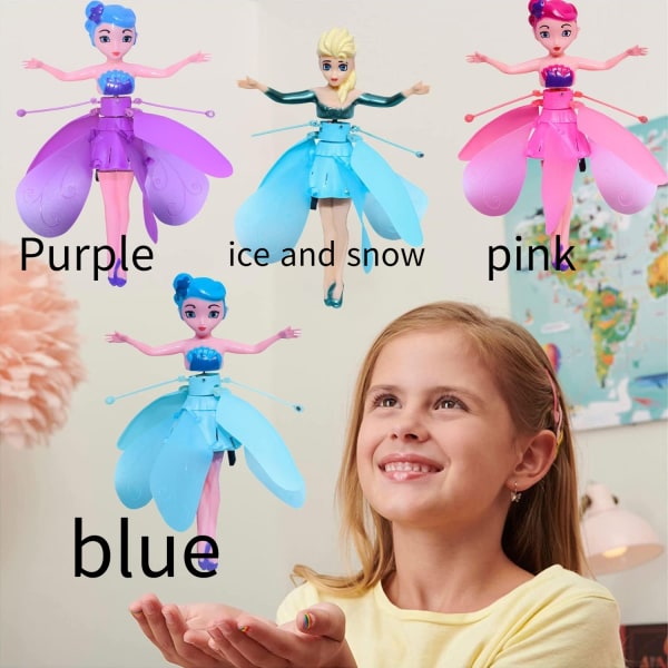 Lentävä hohtava keijulelu, kristallilehtiset Rainbow Glitter, USBMagic Pixie Flying Fairy Lila
