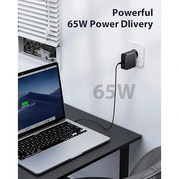 65W USB C-oplader til bærbar computer (1,8 m) til Lenovo Thinkpad ASUS Zenbook