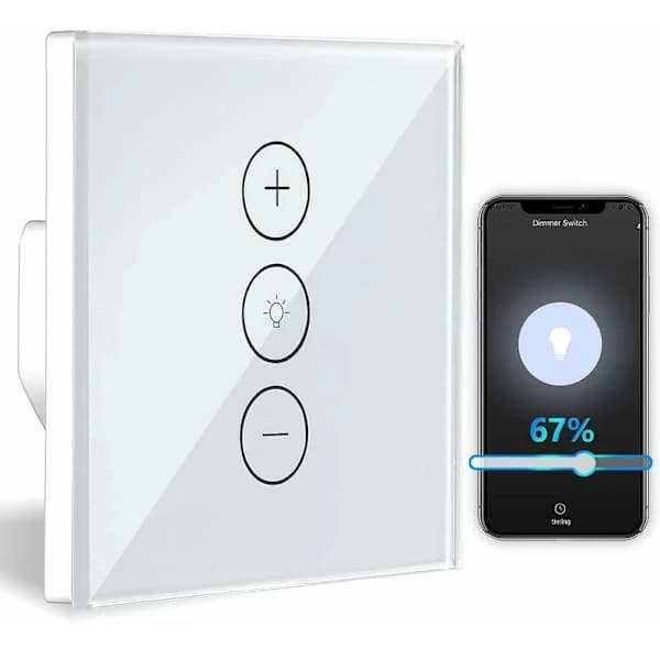 /EA/Dimmer, Prosentfunksjon WiFi Lysdimmer med Timerfunksjon, WLAN Stemmestyring Innfelt Lys