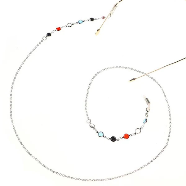 Exclusive Soft Crystal Eyeglass Chain Silver
