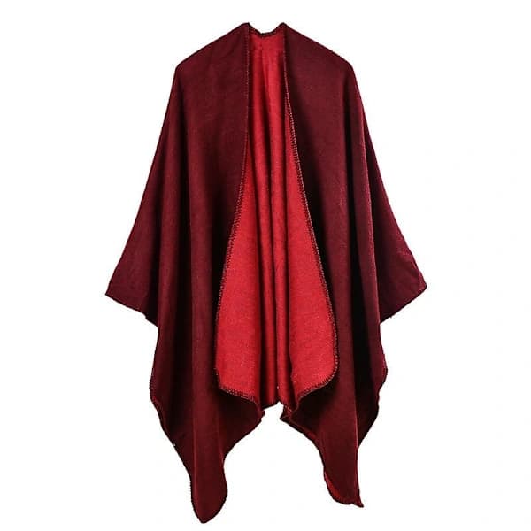 /EA/Solid Cashmere Wide Slit Cape, Lämmin Mono Cape, Tavallinen Cape Violetti
