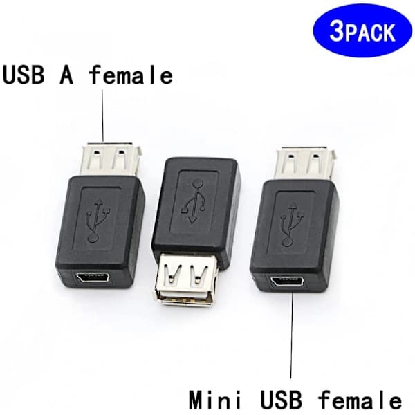 /EA/USB 2.0 A-hunn til USB B Mini 5-pinners hunn adapterkonverter, støtter 2.0 dataoverføring