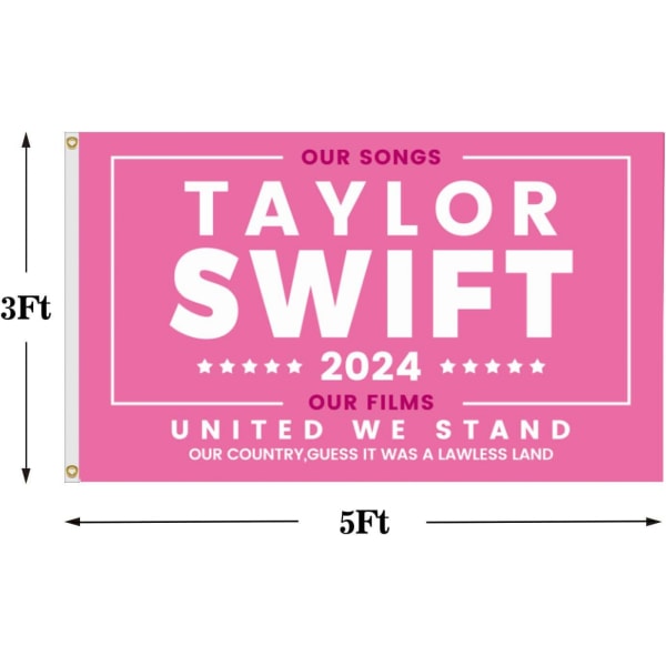 Taylor 2024 Flagga 3x5 fot Rosa musikerflaggor Merch for Room College Sovrum Sovrum Väggdekor inomhus och utomhus Rolig fest banner H