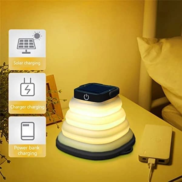 /EA/(Sort) Sammenklappelig Campinglampe, Bærbar Udendørs Campinglanterne