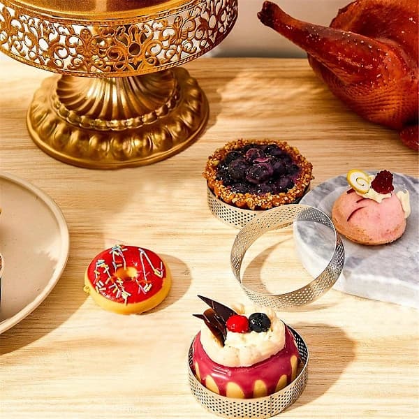 /EA/20 stk. Perforerede Tærteringe Runde Tærteringe Rustfrit Stål Tærteringe til Dessert Mousse Hjemmebag