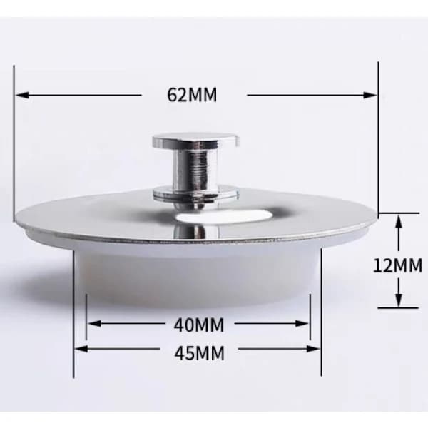 /EA/Universal Badekarpropp, Vaskepropp for 42-44mm, Badekar Avløpsplugg i Rustfritt Stål, Lettgrepet Baderomsvaskpropp, Erstatningsavløp P
