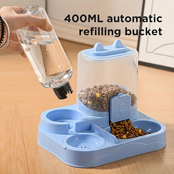 2-i-1 Automatisk Kattmatsautomat och Vattendispenser, med Torr- och Våtfoderseparation Mörkgrön One size (21.5*19.5*17cm)