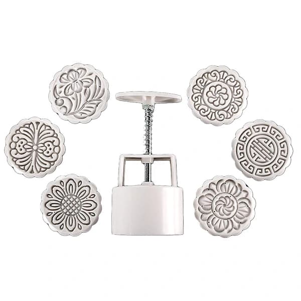 /EA/100g Månkakform med 6 st Blomstämplar Handpressad Månkaka Bakverk