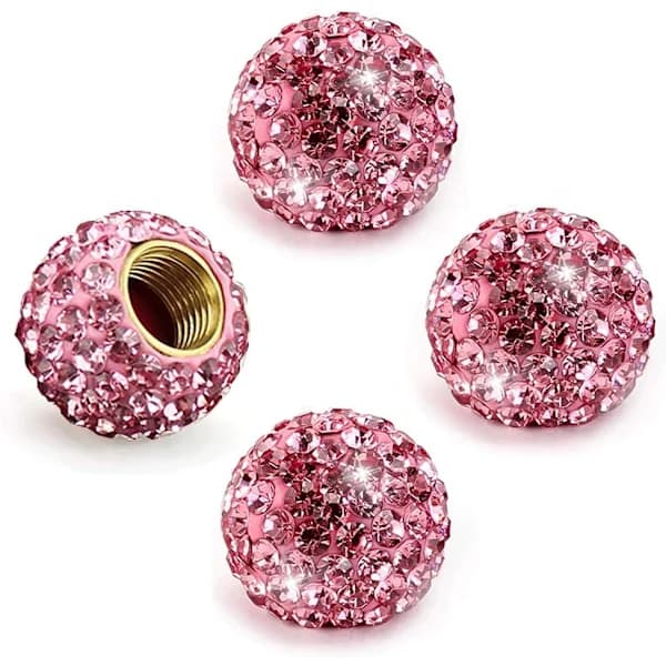 /EA/ 4-delars set rosa diamantventilstamskydd, vattendiamantkristaller