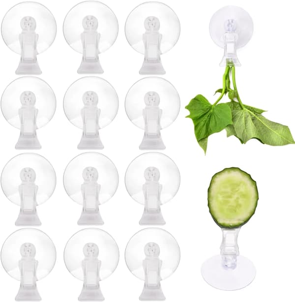 Akvarium Tang Fiskefoderholder Clips, 12 Styk Sugekop Grøntsagsclips til Akvarium Fodring, Klar