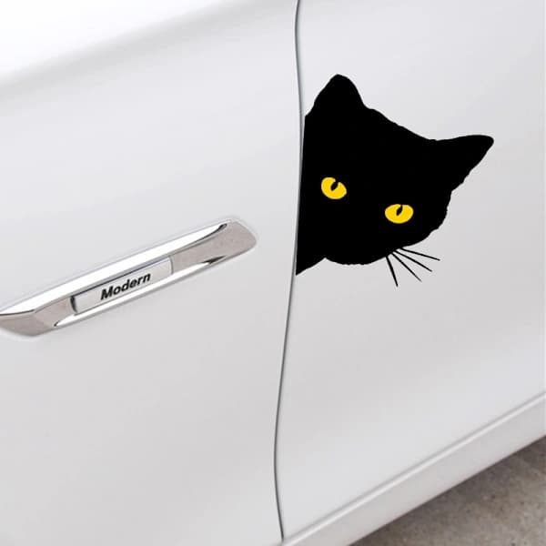 /EA/(sort) Sort Kattehoved Bilmærkat Vinyl Scooter Bil Tuning