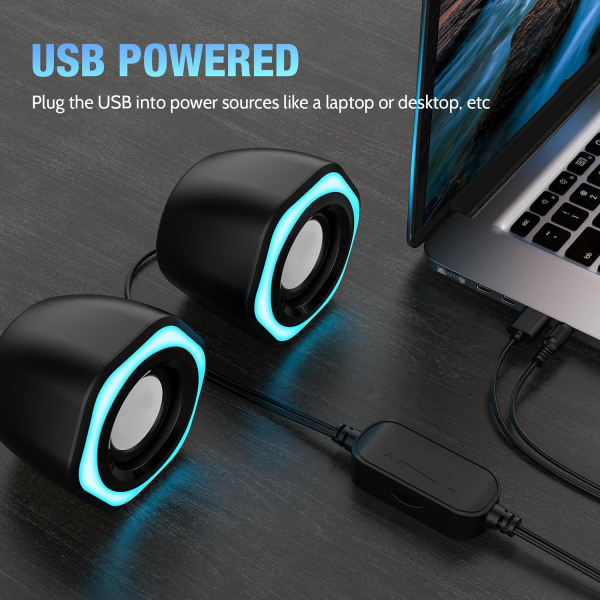 Datorhögtalare, minihögtalare med stereo USB driven 3,5 mm AUX-in bärbar högtalare för PC, Laptop, Notebook, Desktop
