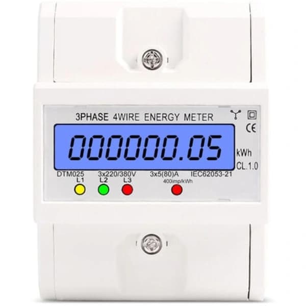 /EA/ Trefas elektronisk energimätare DTM025 skena typ 3X20(80)A