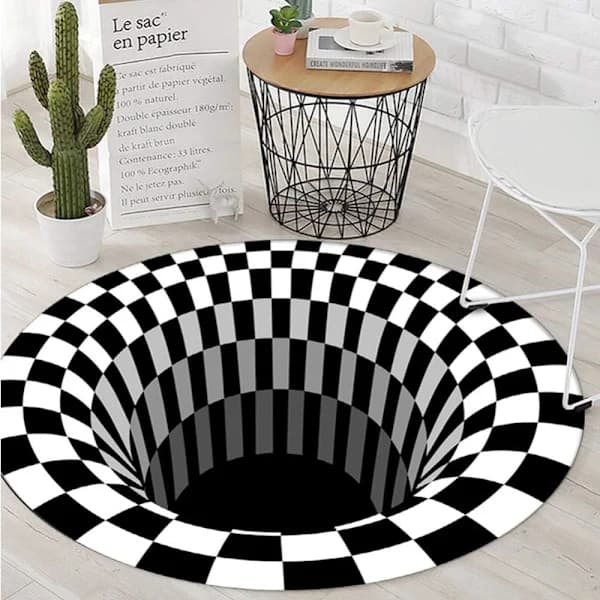 /EA/3D Optisk Illusion Matta med Rund Yta Halkfri Non-Woven Matta för Sovrum, Vardagsrum, Kontorsplattor (40 cm)