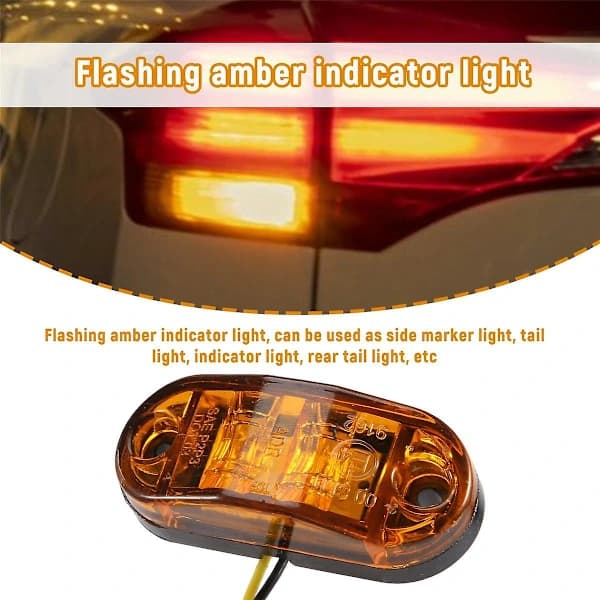 /EA/10 stk Amber 2 LED Oval Sidemarkeringslys Baklys for Tilhenger Bil Lastebil