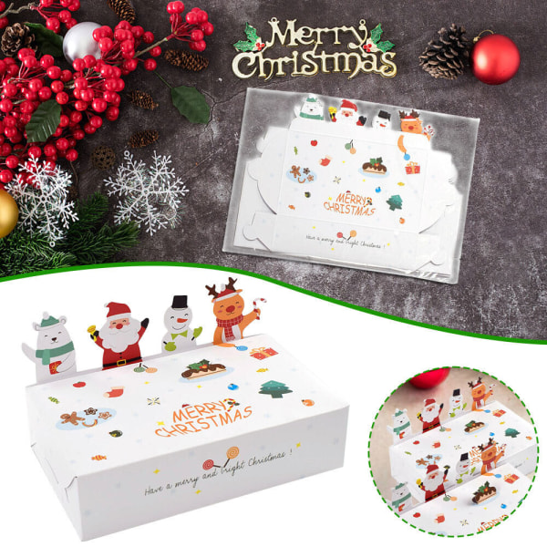 10/20 stk Merry Christmas Kraft Paper Candy Gift Box 3D Animal Cookie Box 2023white 20pcs