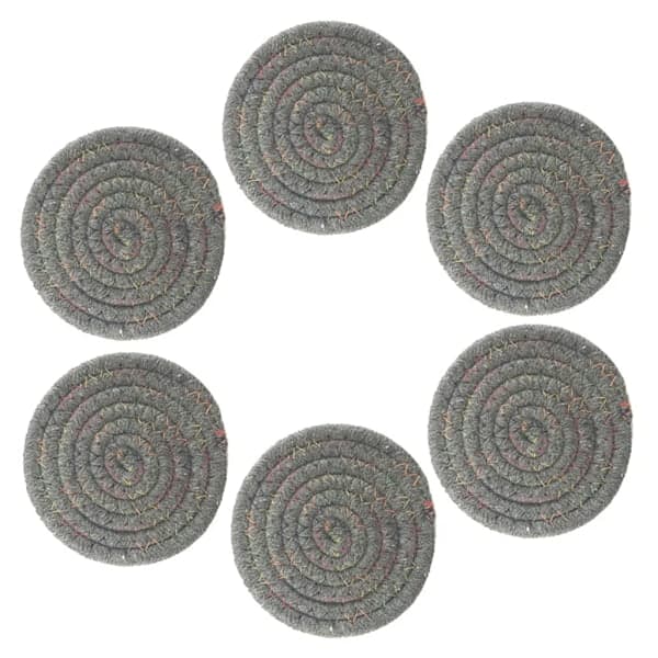 /EA/6 stk. polyestergarn, glasbrikker kork, kopunderlag genanvendelige absorberende underlag til kaffebar køkken, (farverig lysegrå)