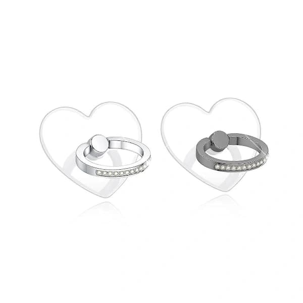 /EA/Transparent Hjerte Telefonringholder, Transparent Ring Telefonholder med Diamantring-max
