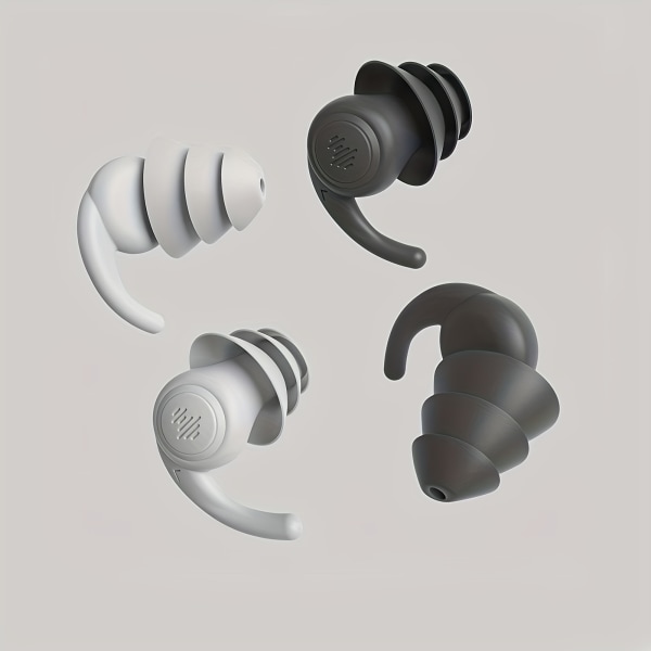 1 par brusreducerande återanvändbara öronproppar med 3-lagers mjuk silikondesign Black 2 Layers