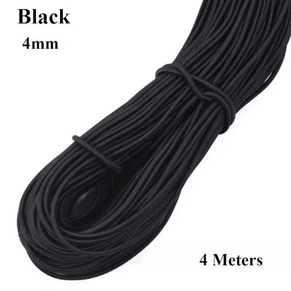 /EA/Stærkt Elastisk Reb Elastik SORT 4MM - Direkte Salg Sort 4mm Sort