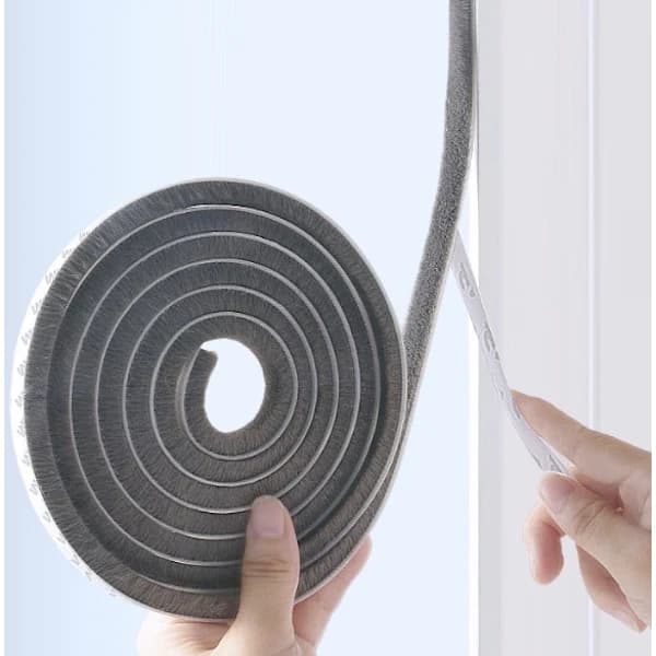 /EA/9*5mm Grå, Sammetstätning, Borsttätningsremsa, Självhäftande