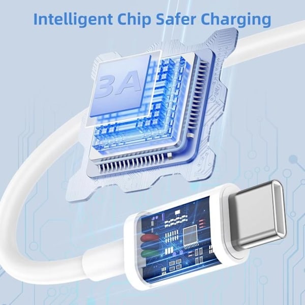 USB-C-kabel, USB-C-kabel för USB A, Data upp till 480 Mbit/s, Vit, för iPhone, Android, Längd 2m, Vit - TOPESCT