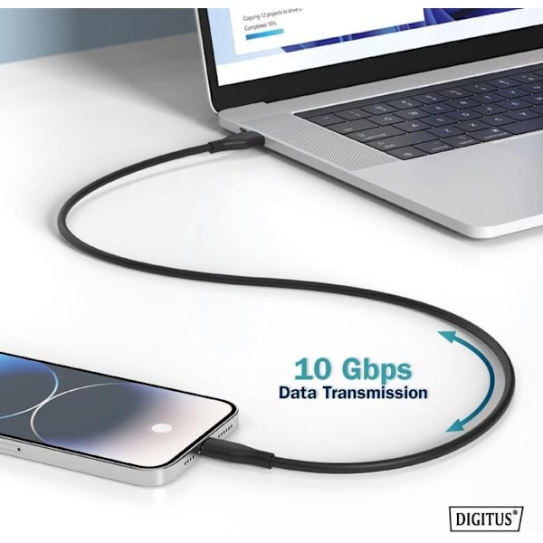 Snabb laddningskabel USB-C till USB-C, hastighet på 480 Mbit/s, USB-IF certifierad, för iPhone, Android 2 m, typ-C till typ-C - TOPESCT