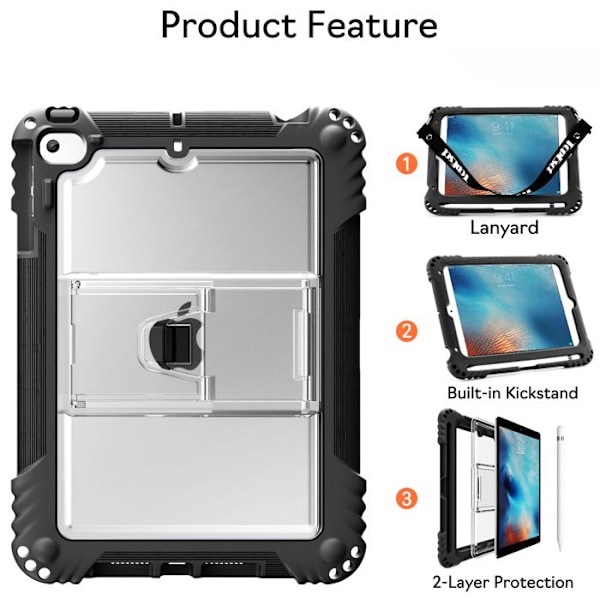 Barnskydd för iPad Mini 5/4/3/2/1 (7,9 Tum, Modell 2021/2019/2015/2014/2013/2012), Slitstark i Silikon (Svart) Svart