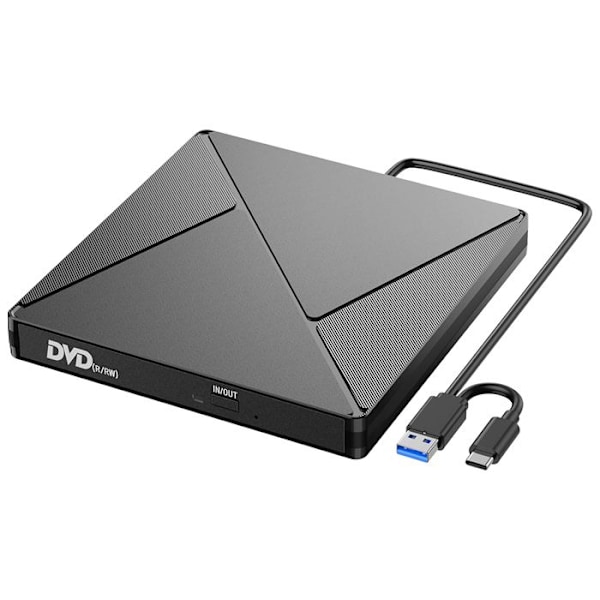 Externt CD/DVD-läsare för PC, USB 3.0 och USB-C DVD-brännare Extern CD/DVD -/+RW-enhet, för Windows/MacOS/laptop - TOPESCT