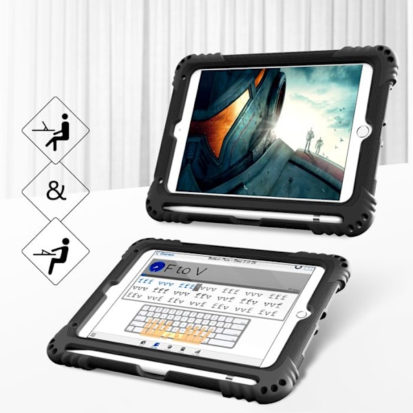 Barnskydd för iPad Mini 5/4/3/2/1 (7,9 Tum, Modell 2021/2019/2015/2014/2013/2012), Slitstark i Silikon (Svart) Svart