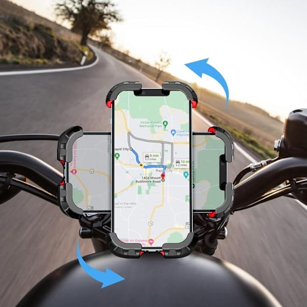 Supporttelefon Velo [Säker Låsning], Snabbinstallation Anti-Fall Cykeltelefonstöd 360° Rotation - TOPESCT svart