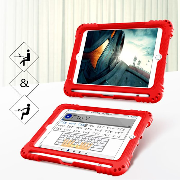 Barnskydd för iPad Mini 5/4/3/2/1 (7,9 Tum, Modell 2021/2019/2015/2014/2013/2012), Slittålig i Silikon (Röd) Röd