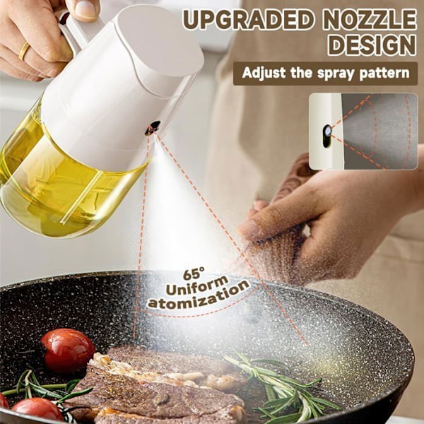 Sprayolja 300ML TOPESCT Sprayflaska för olja 2 i 1, Air Fryer Oljespray, för att laga mat, grilla, sallad, luftfritös Bruten varm
