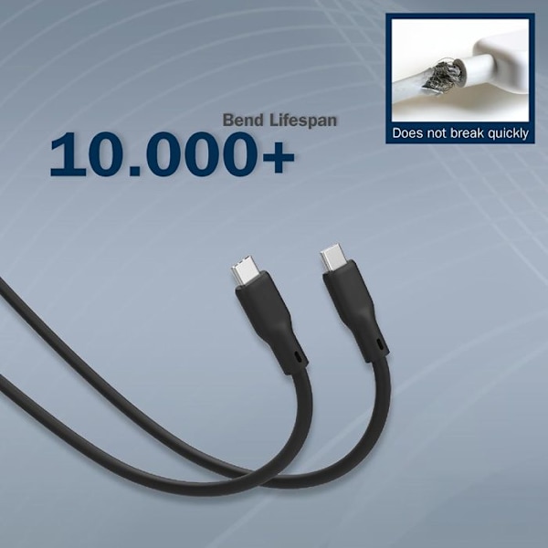 Snabb laddningskabel USB-C till USB-C, hastighet på 480 Mbit/s, USB-IF certifierad, för iPhone, Android 2 m, typ-C till typ-C - TOPESCT