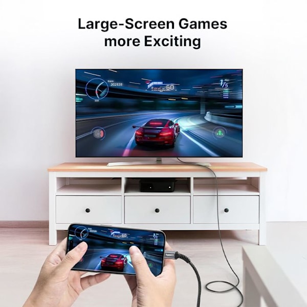 USB C till HDMI-kabel 2M, UHD Thunderbolt 3/4 till HDMI kompatibel för iPhone 15/16 Pro, MacBook Pro/Air, Galaxy, Surface etc - TOPESCT