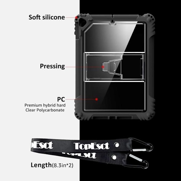 Coque Barn iPad 7:e/8:e/9:e (10.2"), iPad Air 3 och iPad Pro 2 (10.5"), Stötbeständig Fodral för iPad 10.2 Tum, 10.5 Tum, (Svart) svart