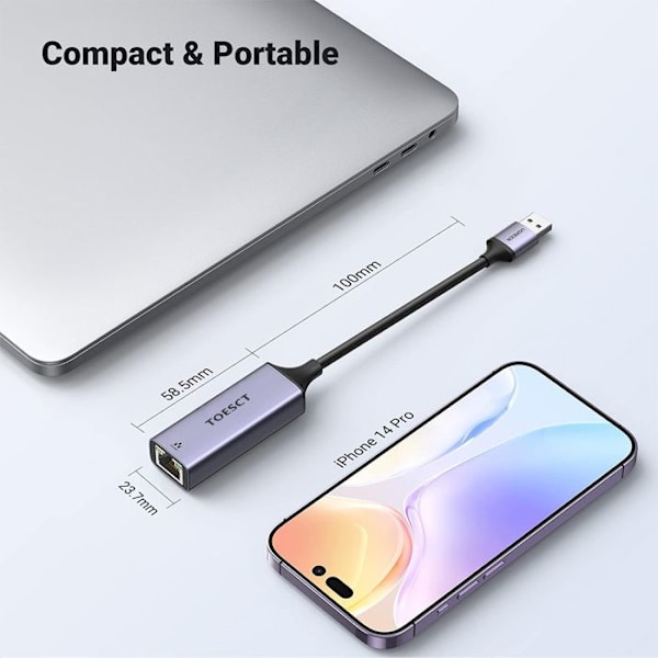 USB-adapter till Ethernet RJ45 Nätverk Kompatibel med Switch Mi Box S 4 3 MacBook, Windows 11 10 8,1 8 MacOS Android - TOPESCT