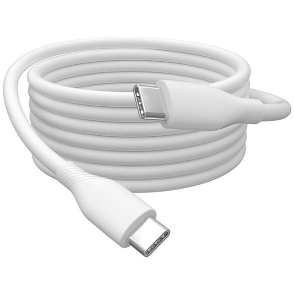 USB Type C-kabel 2M, USB typ-C till typ-C 60W Power Delivery, Flexibelt silikonkabel - Vit - för iPhone, Android - TOPESCT